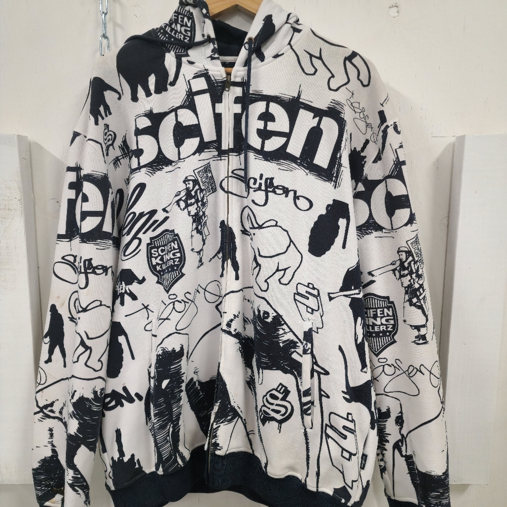 The Scifen Company all over print hoodie hip hop streetwear men's 2XL